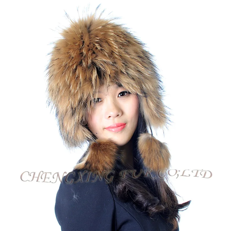 

CX-C-114B Fashion Design Genuine Quality Raccoon Fur Winter Hat Girls