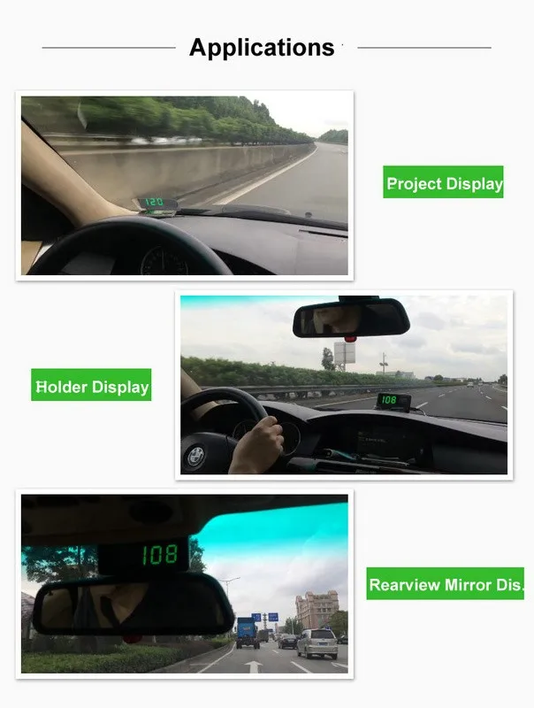 Автомобильный HUD gps, спидометр, дисплей, км/ч и км/ч Предупреждение о превышении скорости, лобовое стекло, проектная система сигнализации, дисплей на голову