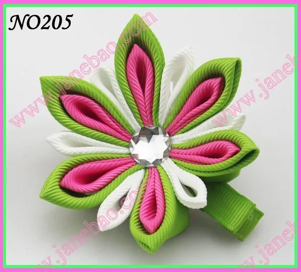 Новые 280 шт. " два слоя Kanzashi цветок заколки моды девушка Bow заколки