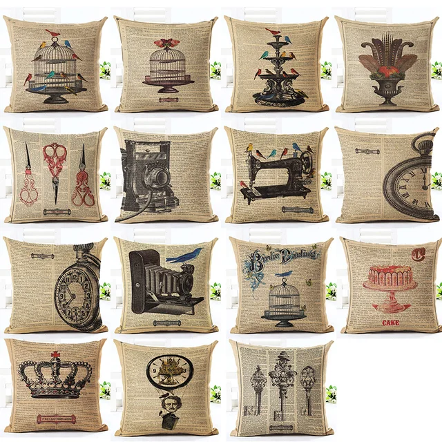 Us 6 99 18 Retro Vintage Inspired Cushion Covers Toss Sofa Throw Pillow Cover Cases Home Textiles Accent Pillows French Decor Styles In