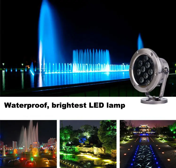 IP68, AC12-24V, RGB LED прожектор 9 Вт, подводный светильник/бассейн лампа/, фонтан лампы/ландшафтное освещение Бесплатная доставка
