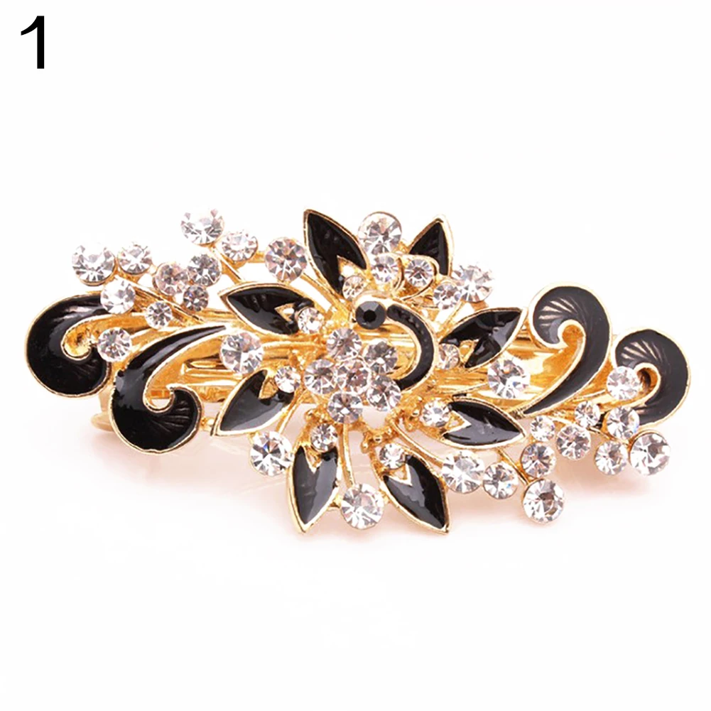 Women Fashion Peacock Rhinestone Hair Pins Hairpins Clip Hairpin