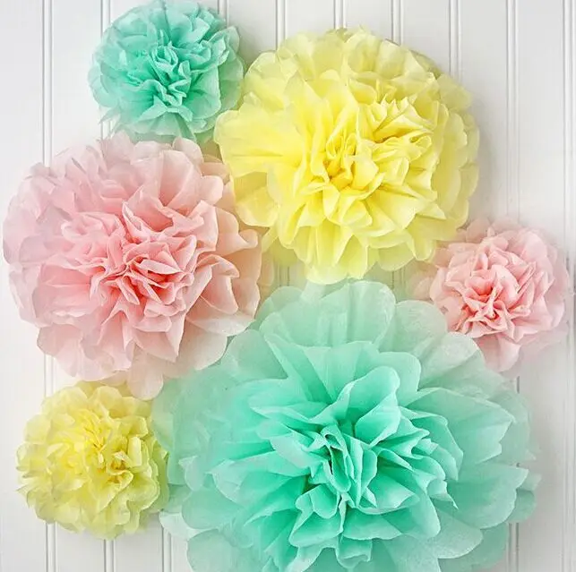 20pcs 4" Tissue Mini Pom Poms/Set of 10 Tissue Paper Small Pom, Wall