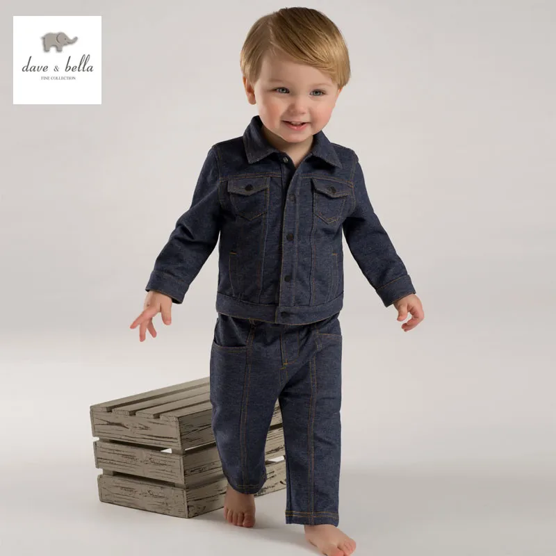 DB3781 dave bella spring baby boys denim cool clothing set infant sets