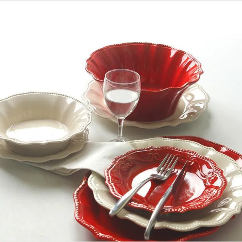 Керамический поднос для фруктов рельеф в западном стиле керамические пластины