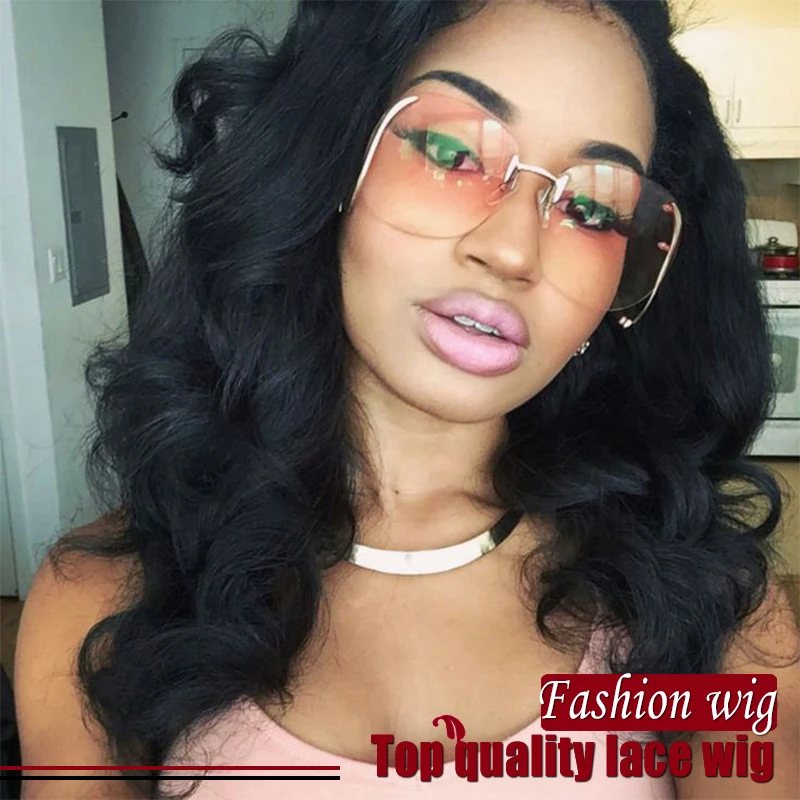 

New Arrive Wholesale Cheap Short Body Wave Wig Black Natural Synthetic Lace Front WigsWave Heat Resistant Free Shipping