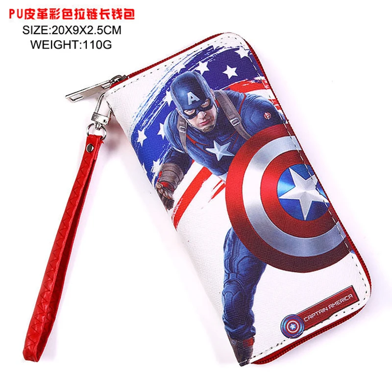 

Captain America Colorful Anime Long Zipper Wallet Steven "Steve" Rogers Coin Purse for Men Women Money Bag for Cosplay Gift