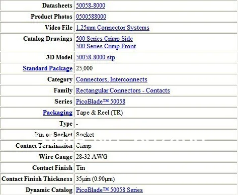 0500588000 Конн TERM FEMALE 28-32AWG Олово 50058-8000 MOLEX Разъемы терминал корпус 100% новое и оригинальное часть 500588000