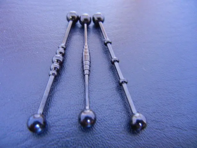 Lot 50pcs Free Shippment 14g Anodized Industrial Ear Barbells Body Jewelry Ear PiercingMIX Colors and Styles