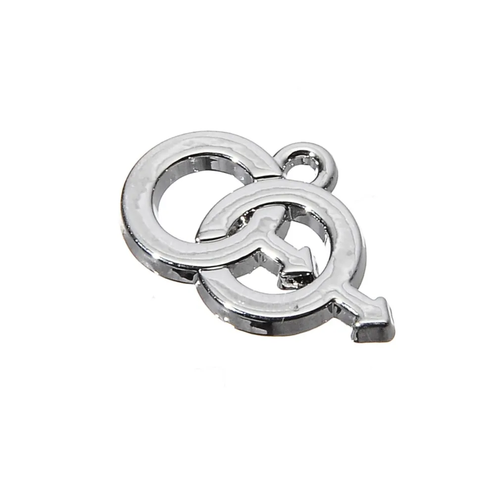 

Myshape Zinc Alloy Rhodium Gay Double Male Symbol Charm 30pcs