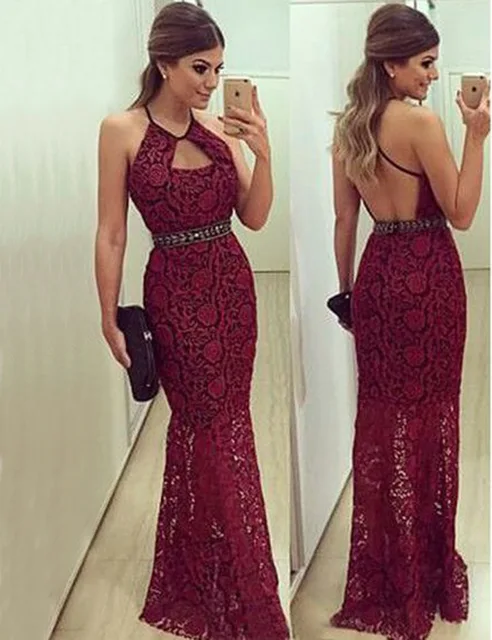 Vestidos de fiesta largos en color vino Clearance