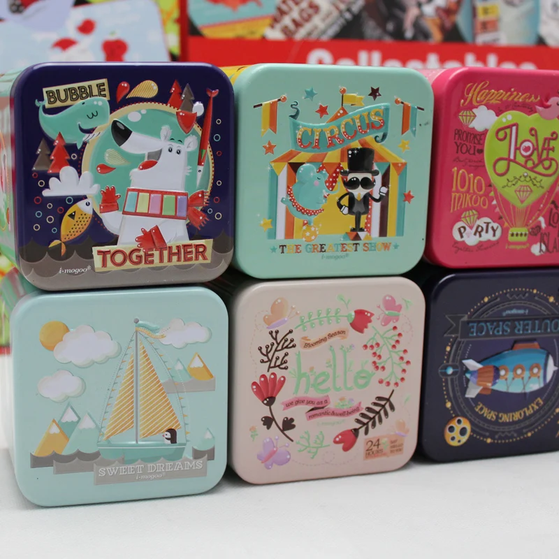 Novelty home decor accessories cute small square metal storage boxes