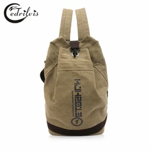 Fashion Unisex Canvas Backpack W307 Leisure Travel Double Shoulder Bag Men or Women Drawstring School Bag Unisex Canvas Bags