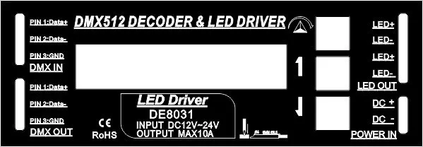 1CH DMX512 декодер и светодиодный драйвер DMX, rgb-контроллер постоянного Напряжение Модель: DE8031