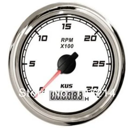 KUS 85 мм 3-3/" Белая Лицевая панель из нержавеющей стали Тахометр 3000 об/мин