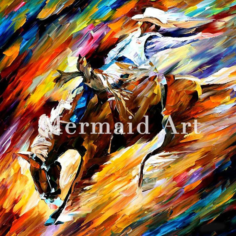 

Hand Painted Oil Painting On Canvas For Abstract Rodeo Thick Palette Knife Painting Living Room Decor Artwork Fine Art Poster