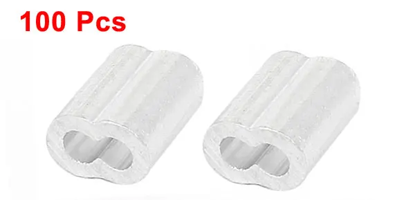 UXCELL 100Pcs Wire Rope Aluminum Sleeves 5/64″ Clip Fittings Loop Sleeve Cable Crimps With Double Holes Lifting Sling Tools