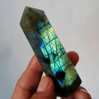 

HOT 90g Natural beautiful labradorite QUARTZ CRYSTAL WAND POINT HEALING