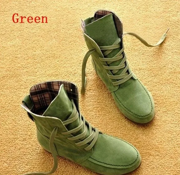 Повседневная обувь; Прямая поставка; sapatos femininos; модель года; ; Размер 9; Цвет черный, зеленый, красный; мотоциклетные ботильоны на плоской подошве; осенние женские ботинки