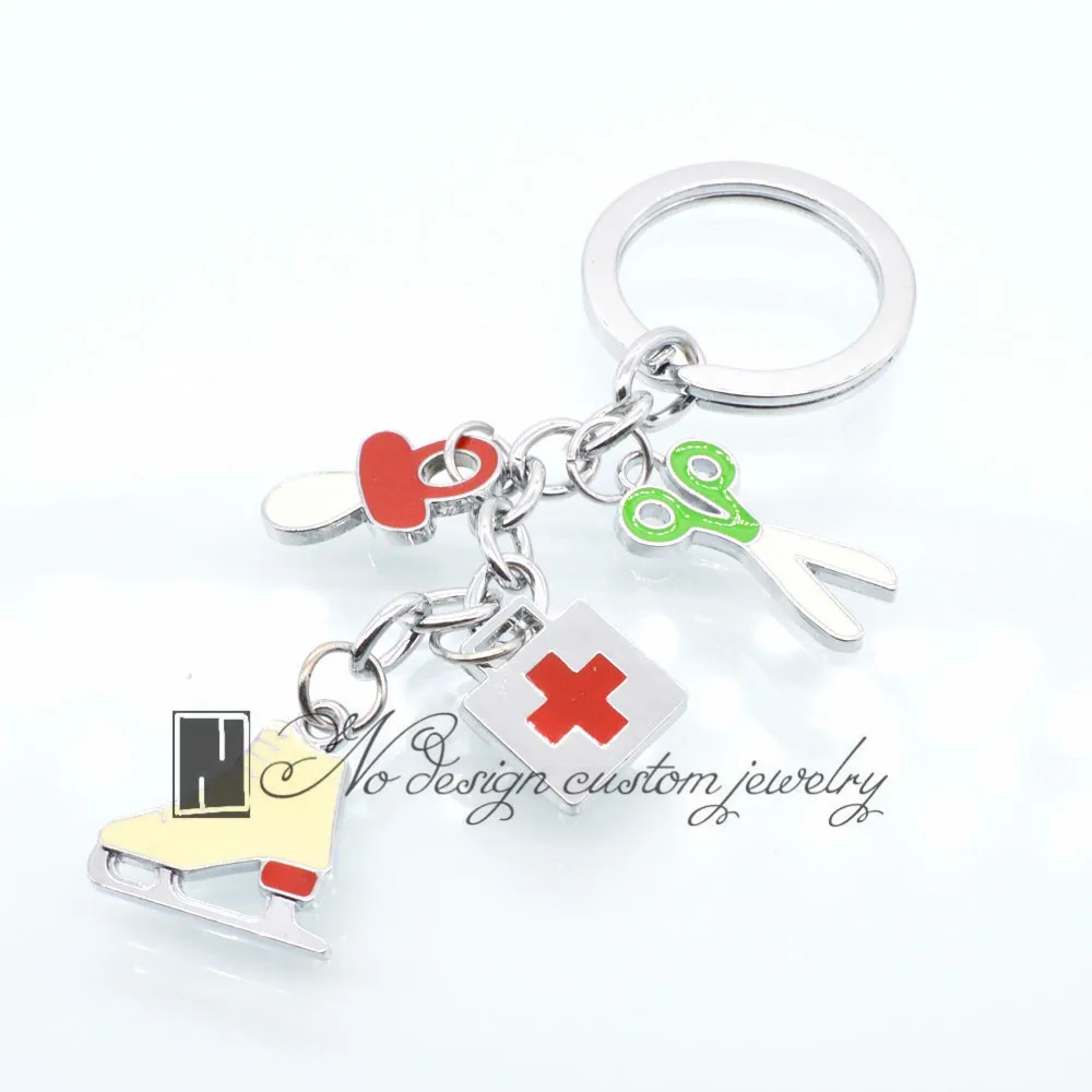 Enamel Keys Keychain Nurse Medical Lot Keyring Fashion Key Chain Set