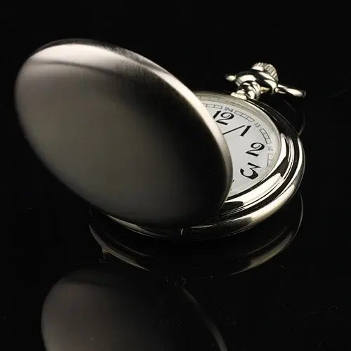 Новая мода белый циферблат серебряный Для мужчин кварцевые карманные часы с цепью
