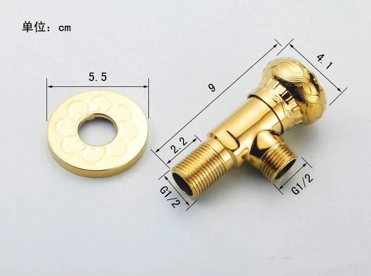 Кран запасные части 1/" x 1/2" роскошный золотой Латунный угловой переключатель для ванной комнаты водостопа Туалет заполнения треугольные клапаны HJ-0318K