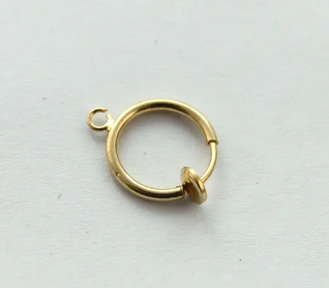 10 шт Золото Цвет пластины НЕ ПИРСИНГ клип на подпружиненное кольцо серьги 13 мм#22782
