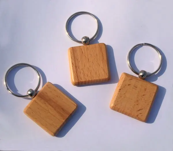 50 шт пустой деревянный брелок гравировка продвижение подарок DIY резьба квадратный ключ ID 4 см* 4 см