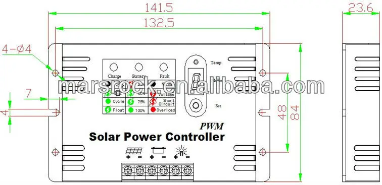 10A 48V PWM контроллер солнечного заряда с металлическим корпусом, светодиодный цифровой дисплей, компенсация температуры, работоспособный для домашней системы и светильник