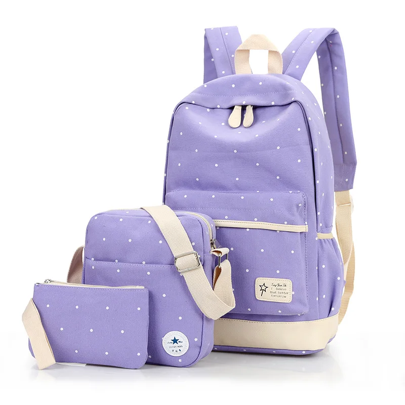 YK-Leik Модный женский рюкзак в горошек, высококачественные холщовые рюкзаки для девочек-подростков, школьный рюкзак, школьные сумки, mochila - Цвет: light purple