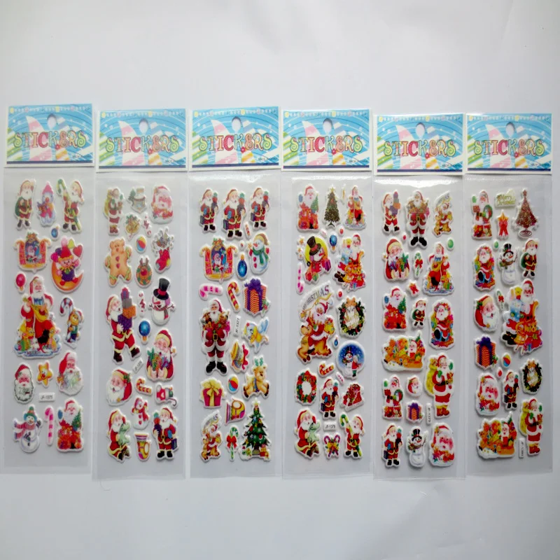 10 шт./партия, рождественские наклейки с изображением Санта-Клауса для мальчиков и девочек, красивые декоративные пенопластовые наклейки