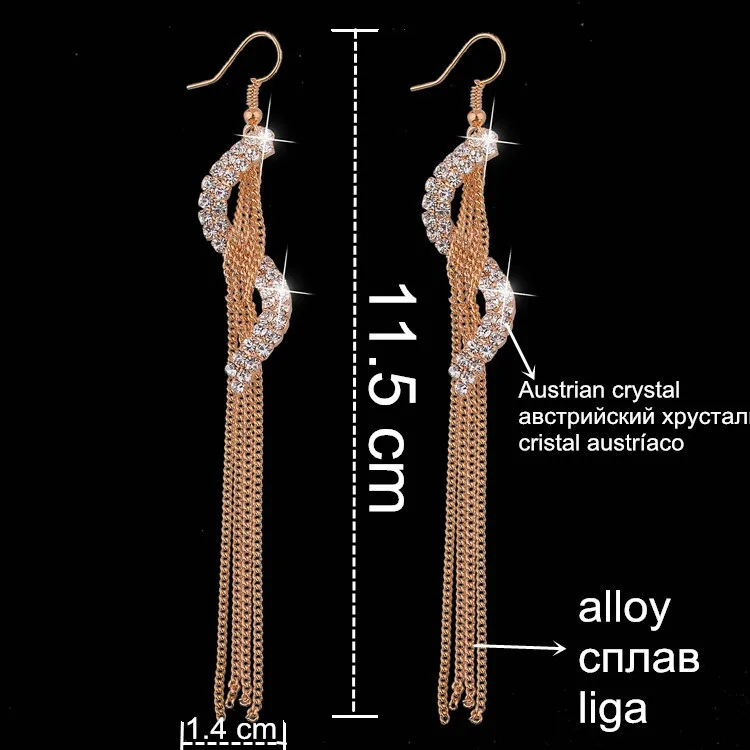 TOUCHEART, новинка, s-образные длинные висячие серьги с кисточками, камни для женщин, модное ювелирное изделие, винтажные хрустальные свадебные золотые серьги SER140037