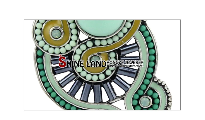 Shineland, высокое качество, винтажные Этнические женские Стразы серебряного цвета, резные крупные бусины, подвески, висячие серьги, ювелирные изделия