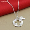 Doteffle-collier pendentif en argent Sterling 925 pour femmes, rond et croix, chaîne de 18 pouces, bijoux de fête de fiançailles de mariage ► Photo 3/6