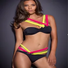 New Cheap Summer Sexy Patchwork Bikini Swimsuit Women Bandage Push UP Bra Swimwear Woman Bathing Suit