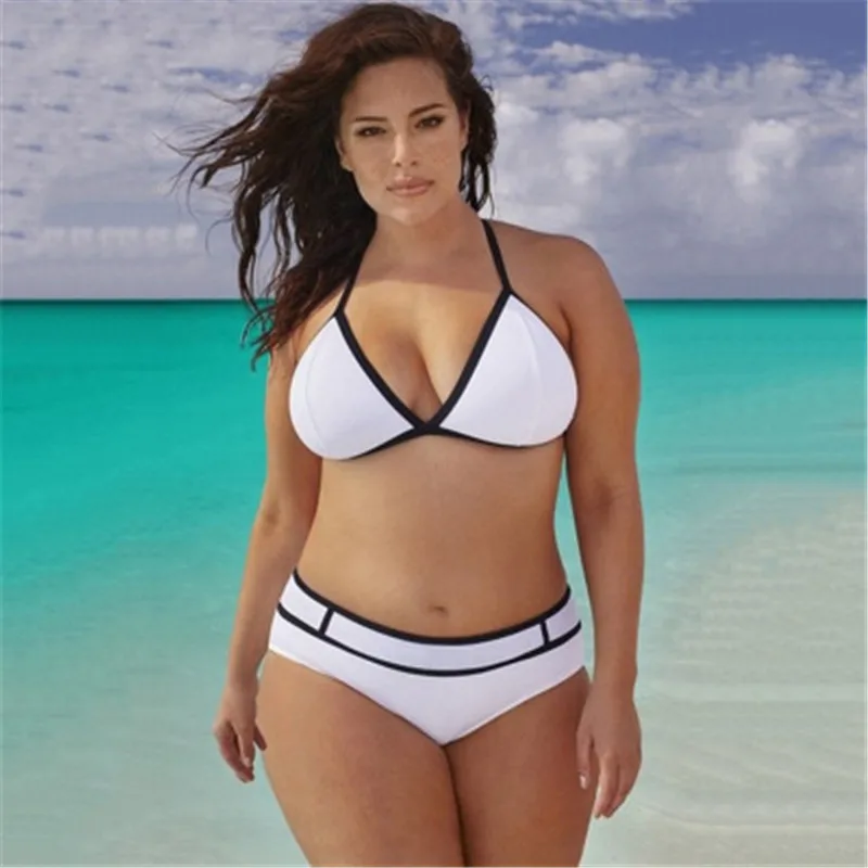 Cheap New Plus Size High Waist Swimsuit Bikini Push Up Bra Swimwear Bikinis Women Ladies Sexy