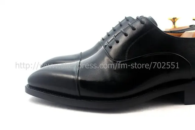 Free shipping  handmade genuine calf leather men's oxford shoe color black No.OX216 GOODYEAR CRAFT