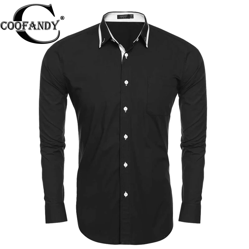 Coofandy Для мужчин повседневная рубашка мода Slim Fit длинный рукав; пуговицы Подпушка Рубашки домашние муж. США Размер S, M, L, XL, XXL белый, красный