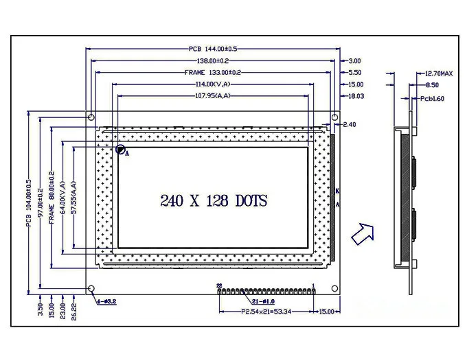5,1 дюймов 240X128 дисплей 22pin Интерфейс справа 8080 Параллельный черный, белый цвет контроллер T6963c 240128 ЖК-дисплей дисплей