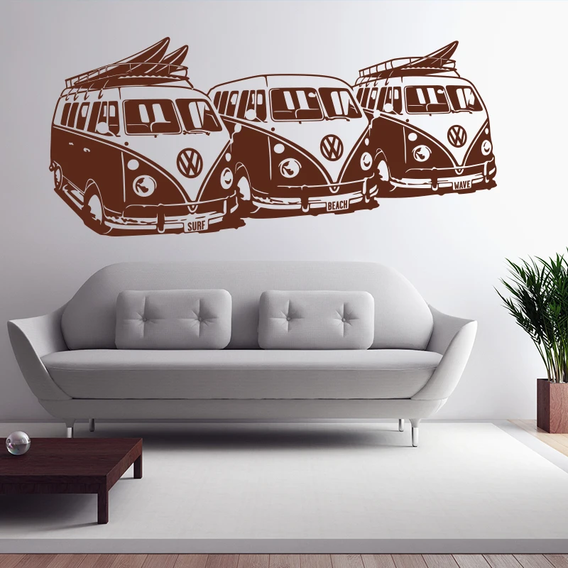 Художественный дизайн наклейки на стену 3 Volkswagen Surf Vans домашний декор DIY автомобильные настенные наклейки для украшения дома Фреска