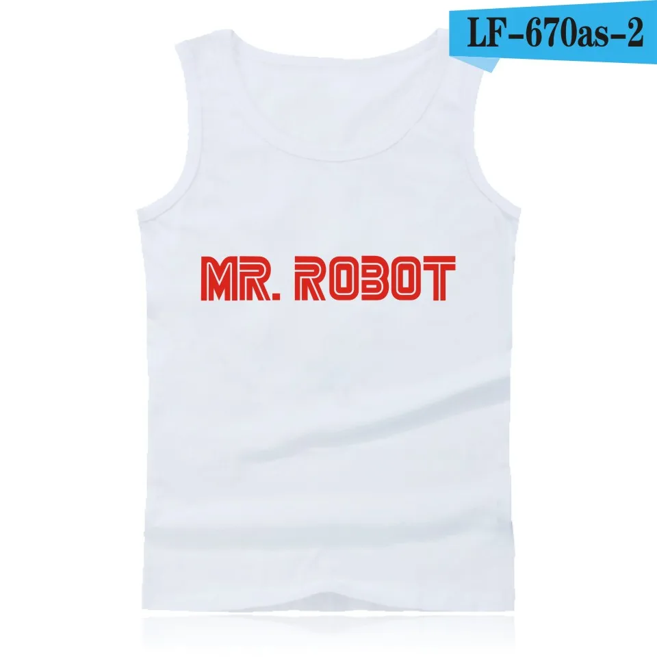 Mr Robot/топ на бретелях с героями мультфильмов, 4 цвета, мужские топы без рукавов и модные хлопковые летние жилеты без рукавов, 3xl 4xl - Цвет: white