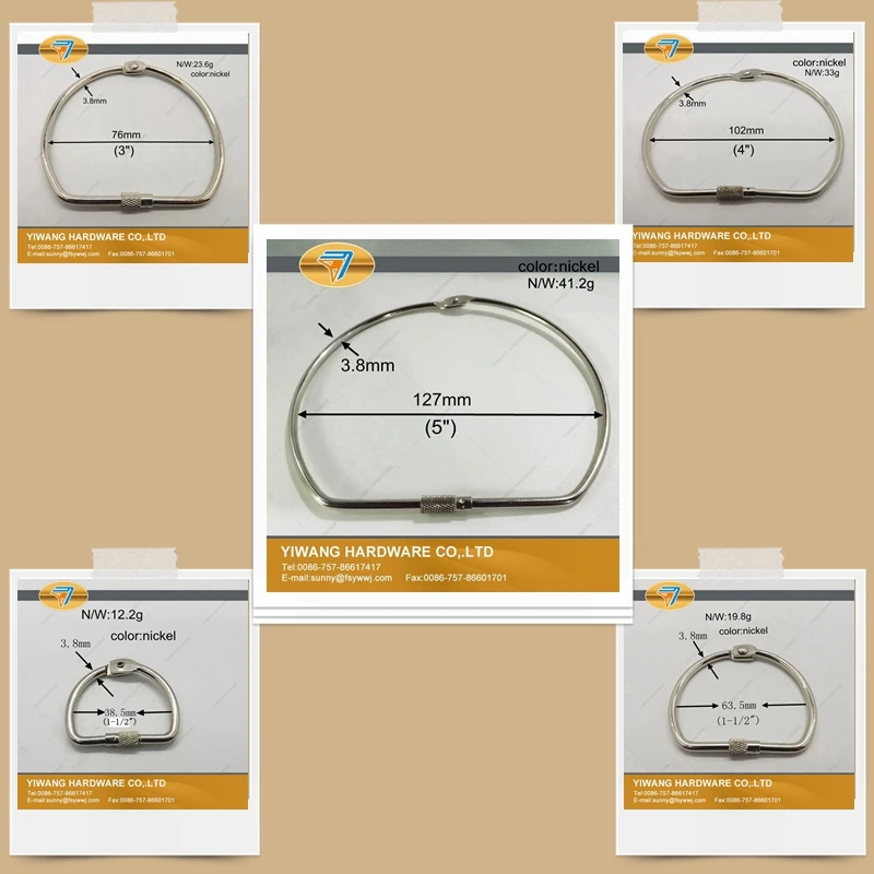 Aliexpress hot sale manufacturer direct D-shape postcard binder ring calendar ring nickel plating screw lock binding ring