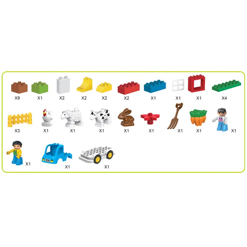 39 шт. Большой Размер Счастливые Животные Фермы Строительные Блоки Устанавливает