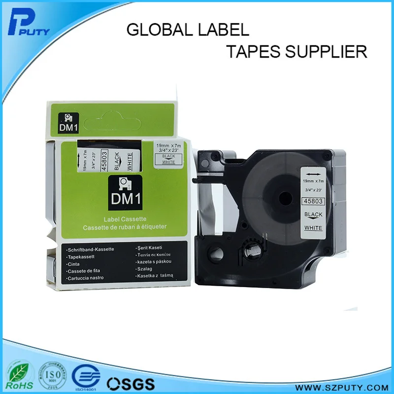 

High Quality 10pcs/lot Compatible for Dymo D1 Tape 19mm Black on White 45803 Tape for DYMO RHINO 6000