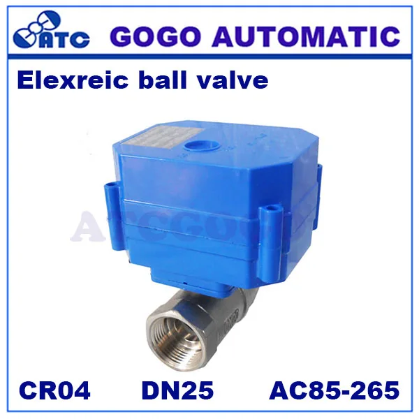 CWX-60P DN25 G" NPT 2 way SS304 6Nm крутящий момент мини электрический шаровой клапан/с электроприводом клапан AC85-265V/60Hz CR04 2 провода