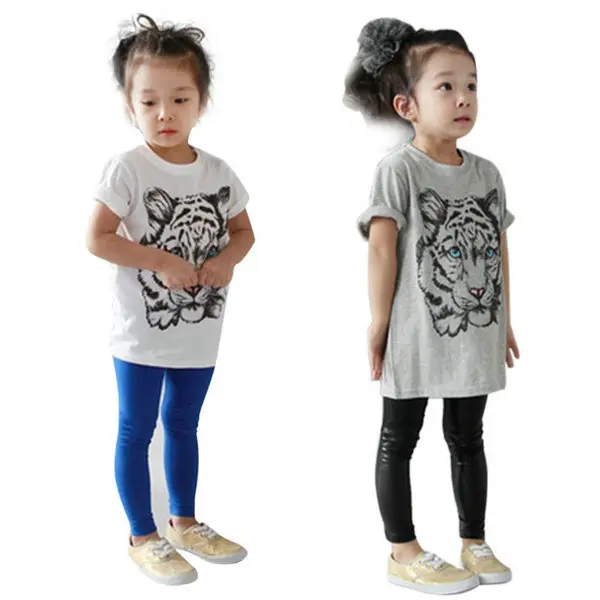 Повседневная футболка с принтом тигра в Корейском стиле для маленьких девочек