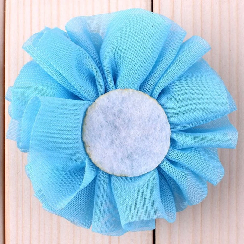 120 шт./лот 6,5 см 15 цветные заколки для волос балетный Шифоновый Цветок с имитация жемчуга, для плетения браслетов, нарисованной длинноволосой девочкой аксессуары Ткань Цветы для головной повязки