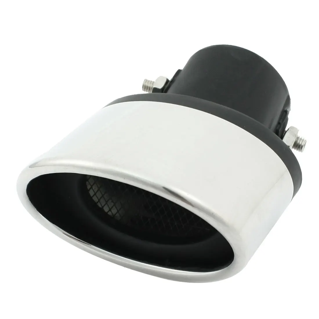 

X Autohaux Car 60Mm Inlet Bolt On Oval Rolled Slanted Exhaust Muffler Tip Pipe Silver Tone
