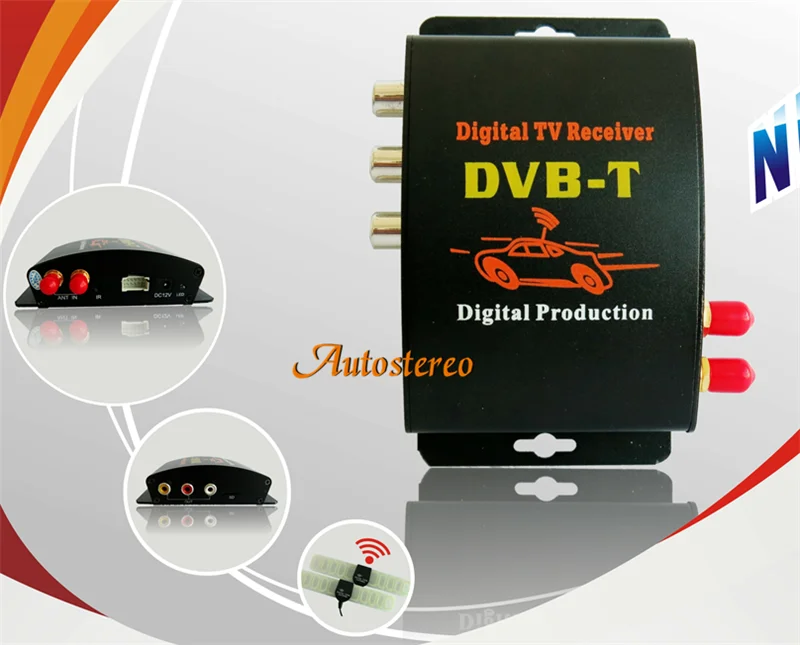 В автомобиле цифровой ТВ DVB-T MPEG-4 цифровой ТВ двойной тюнер приемник коробка тюнер для автомобиля