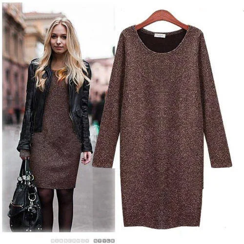 European style Winter New fashion long sleeve sweater dress worsted dress one piece dress causal plus size brand WS-021